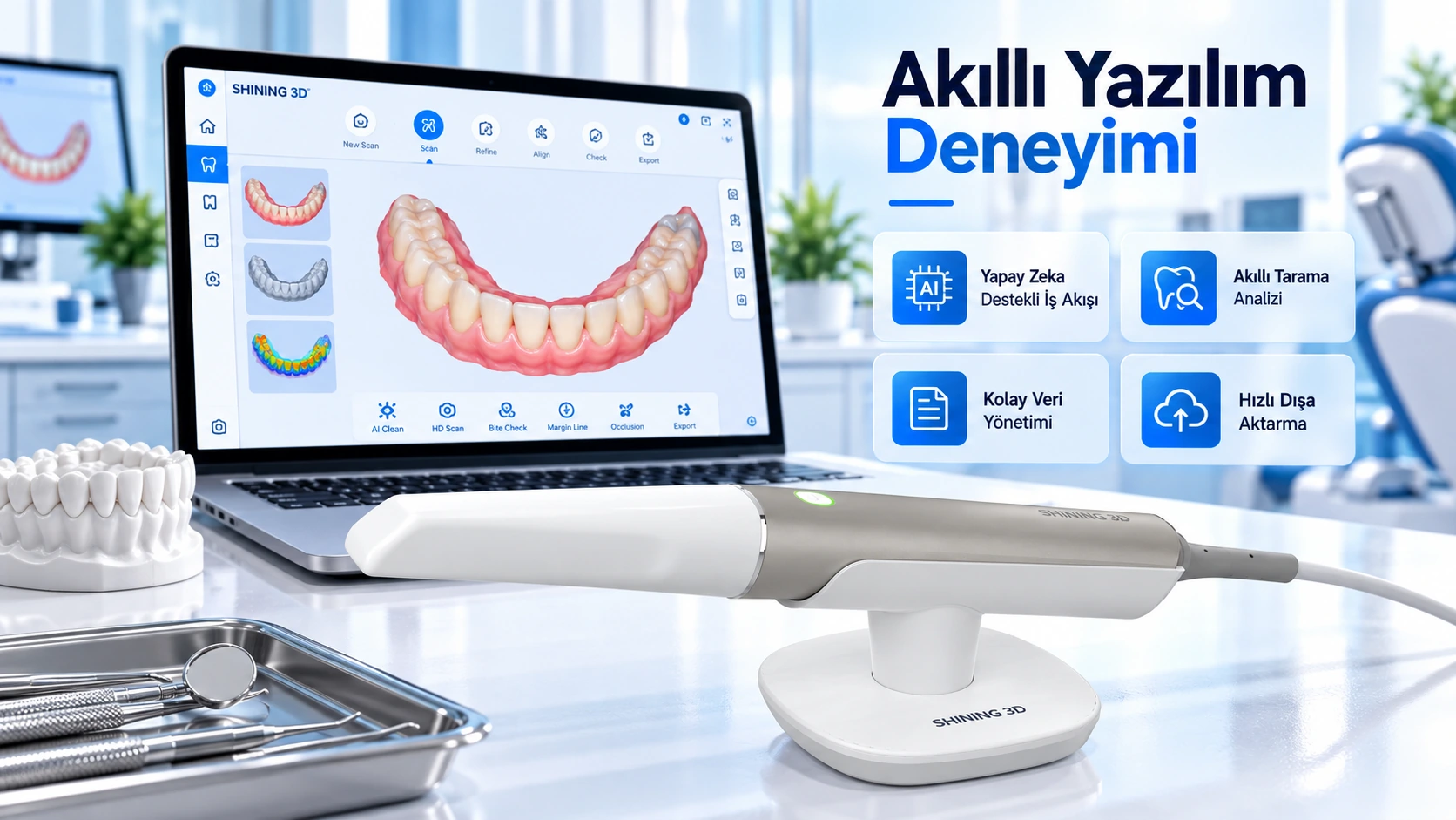 SHINING 3D Aoralscan Elite yazılım deneyimi